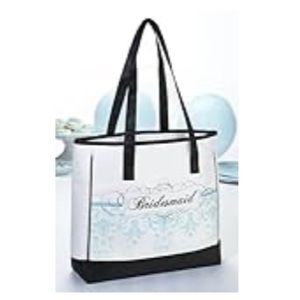 NEW Lillian Rose Bridesmaid Tote Bag, White and Aqua